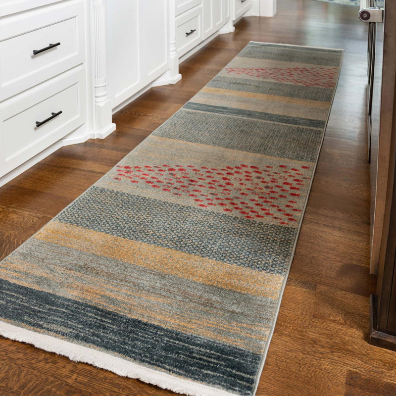 Abrigail Blue/Red/Beige Rug, Runner 2'7" x 12'