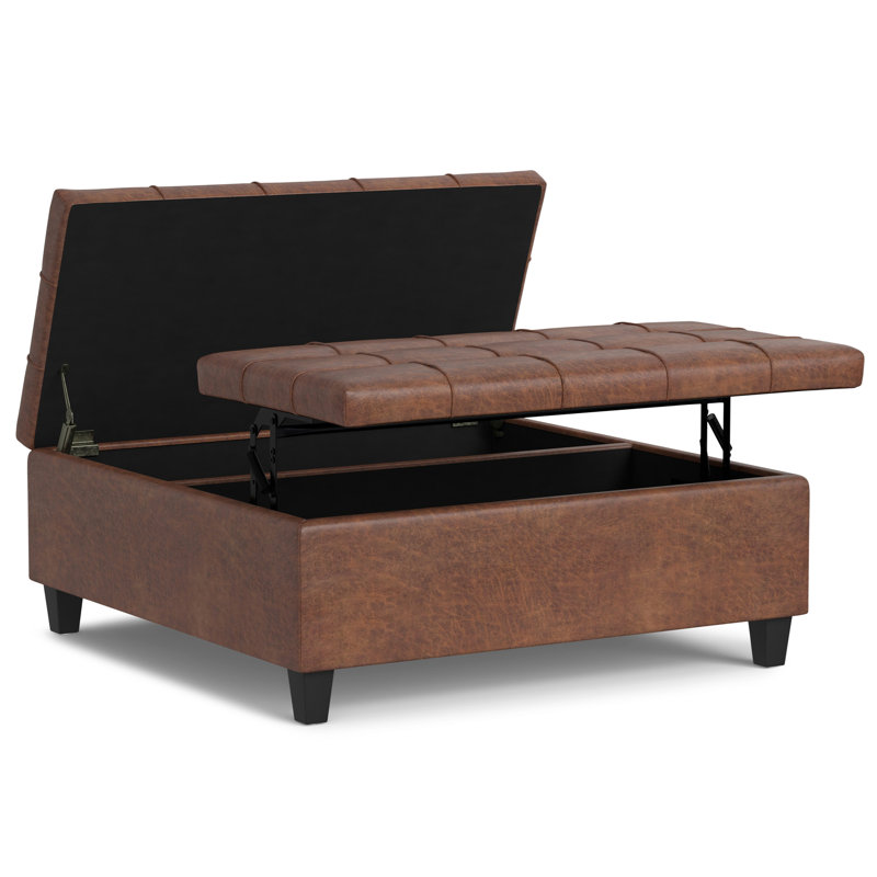 Table basse avec repose-pieds Harrison, H 16,5 po x L 40 po x l 40 po, Brun