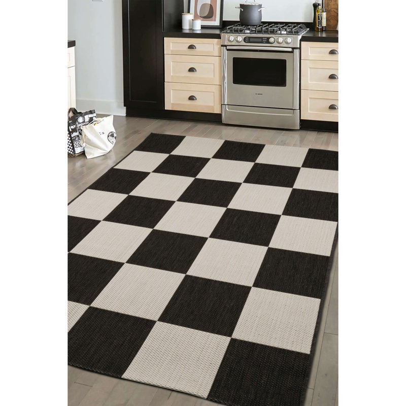 COUNTY CHEQUER BLACK 120/170cm, Rectangle 80 x 150 cm