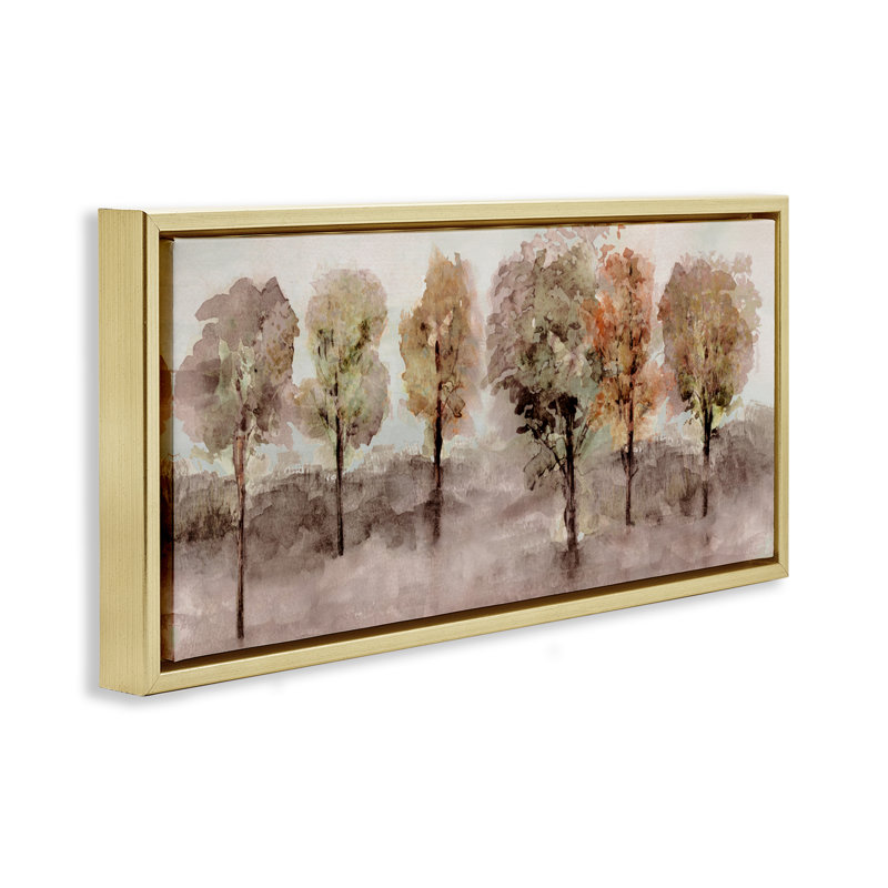 Arbre de style aquarelle, H 14 po x l 31 po, Cadre flottant gris lustré