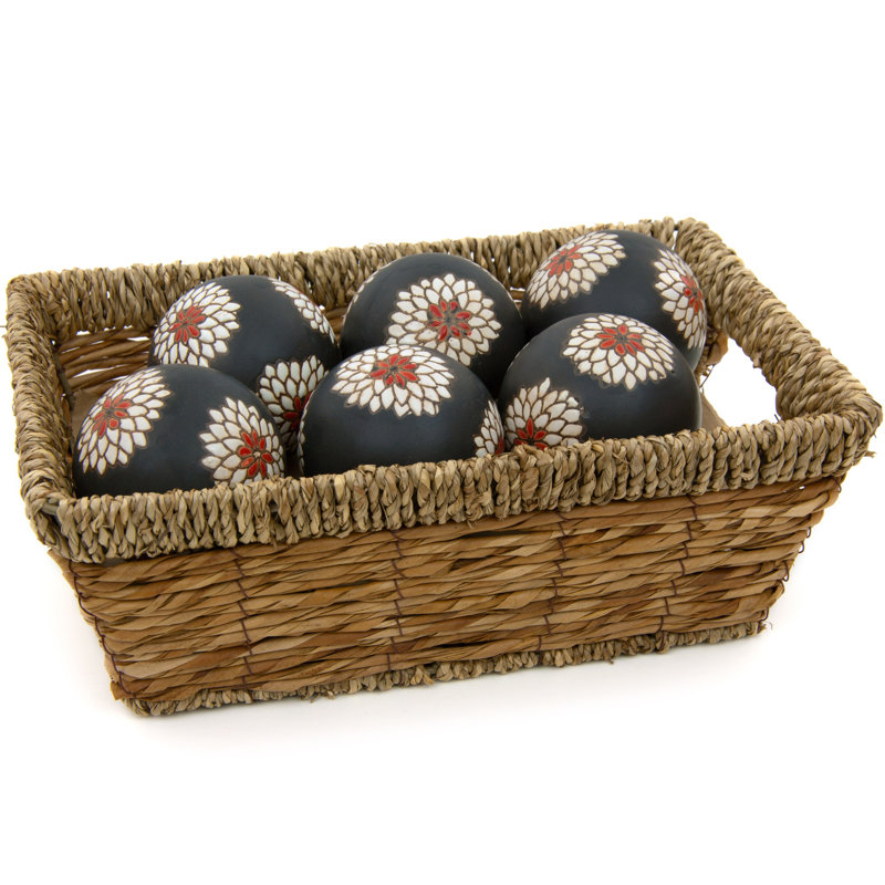 Farrell Decorative Ball Set , White/Black Chrysanthemum