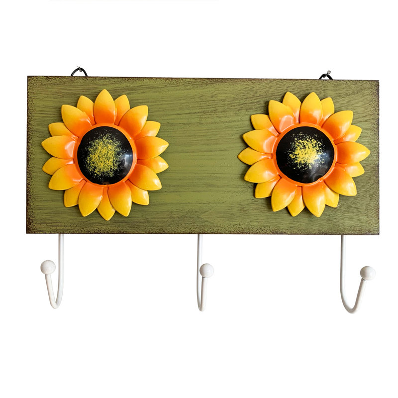 Organisateur de tournesol mural avec crochets pour clés, Vert