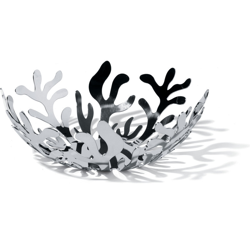 Alessi Stainless Steel Fruit Bowl, 9.5cm H x 21cm W x 21cm D, Polished Mirror