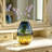 Handmade Ombre Glass Vase For Home Decor, Thickened Heavy Base Centerpiece Vase, Modern Yellow Gradient Flower Vase For Living Room Dining Table Display
