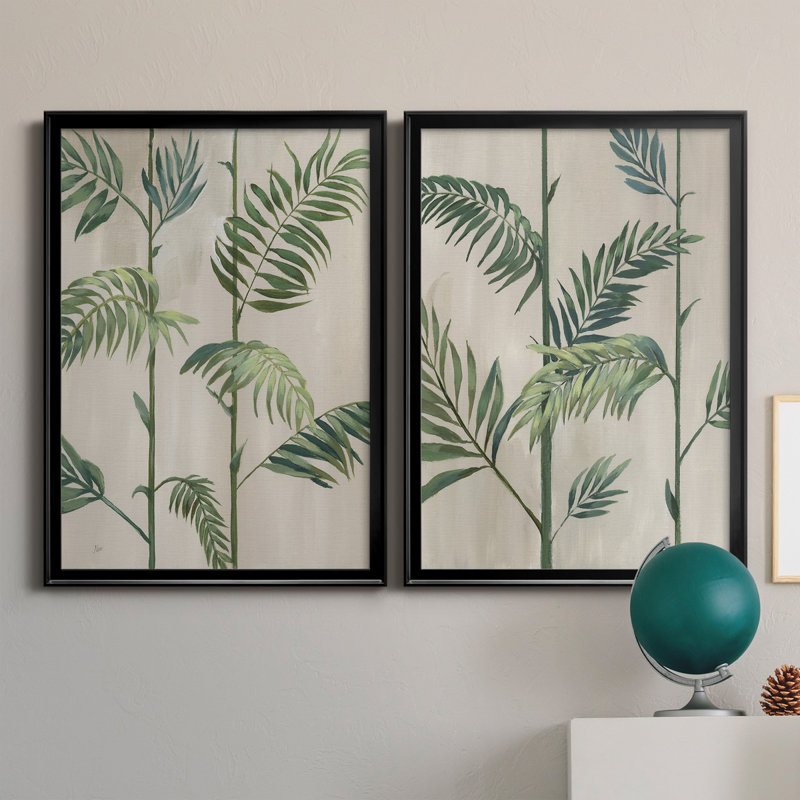 Modern Fronds I - 2 pièces, H 26,5 po x l 73 po x P 1,5 po, Noir