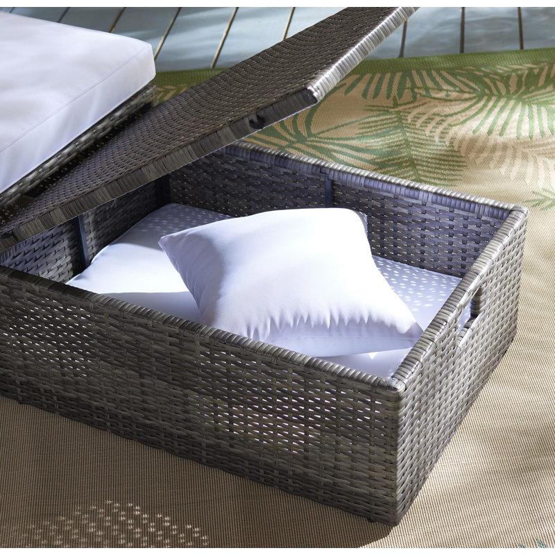 Chaise de patio avec coussins et repose-pieds Jannik Pramla, Blanc, Brun gris