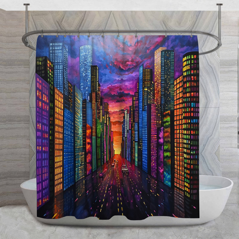 Rideau de douche Cityscape - Urban Modern Decor, H 73 po x l 70 po