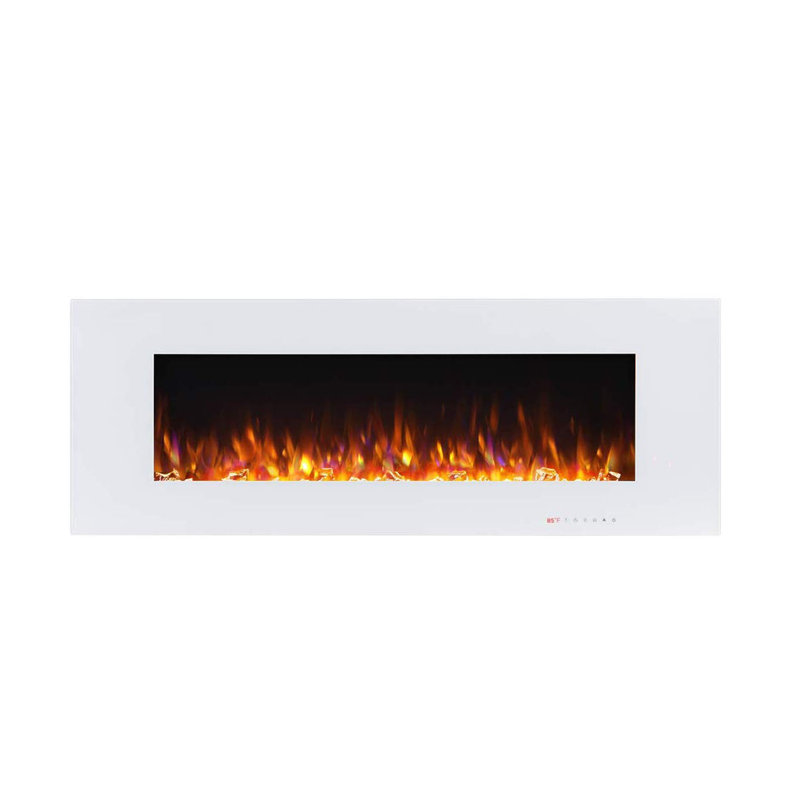 Nishant Wall Mounted Electric Fireplace, White, 18.35" H x 50" W x 5" D