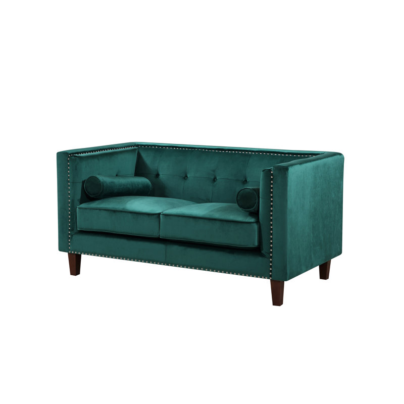 Causeuse capitonnée Chesterfield, Green Polyester