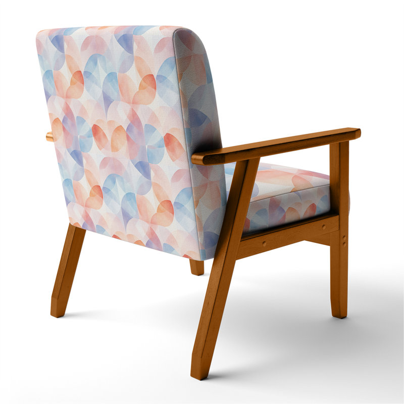 Chaise d'appoint Kids Patchwork - Fauteuil orange mosaïque pastel, Accoudoirs carrés bruns