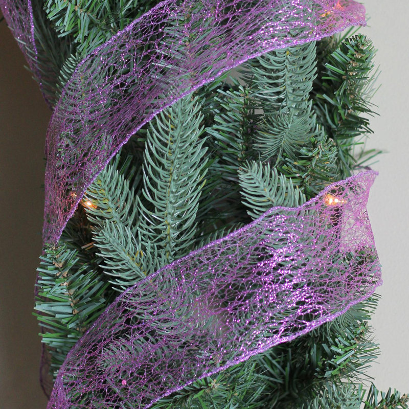 Glittering Purple Solid Wired Christmas Craft Ribbon 2.5" x 10 Yards