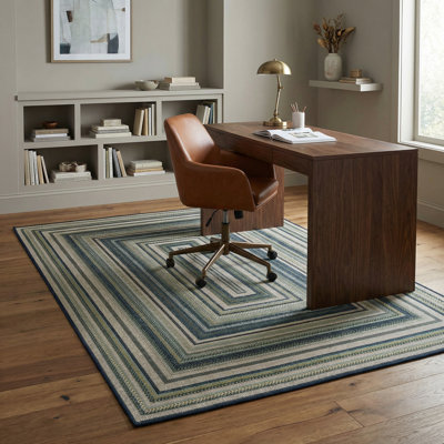 Tapis intérieur / extérieur bleu / gris / vert Tavion