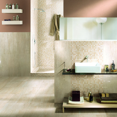 Tuile de champ en porcelaine 12 po x 24 po Travertini