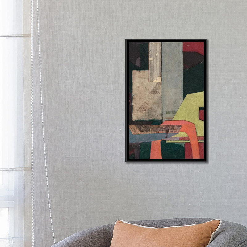 «Mid-Century Collage II» par Rob Delamater - impression, H 26 po x l 18 po x P 1,5 po, Toile avec cadre noir, Pas de tapis