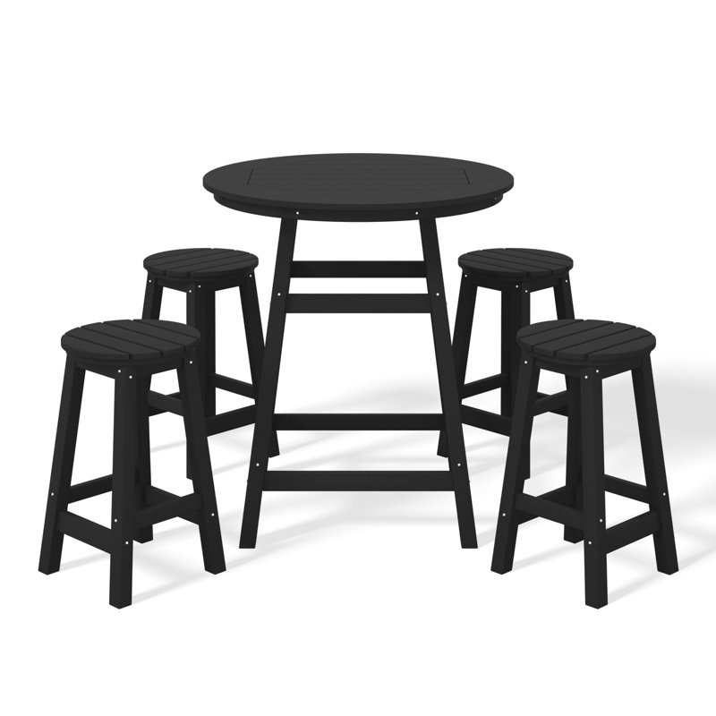 Laguna 5-Piece Round Counter Set, Black