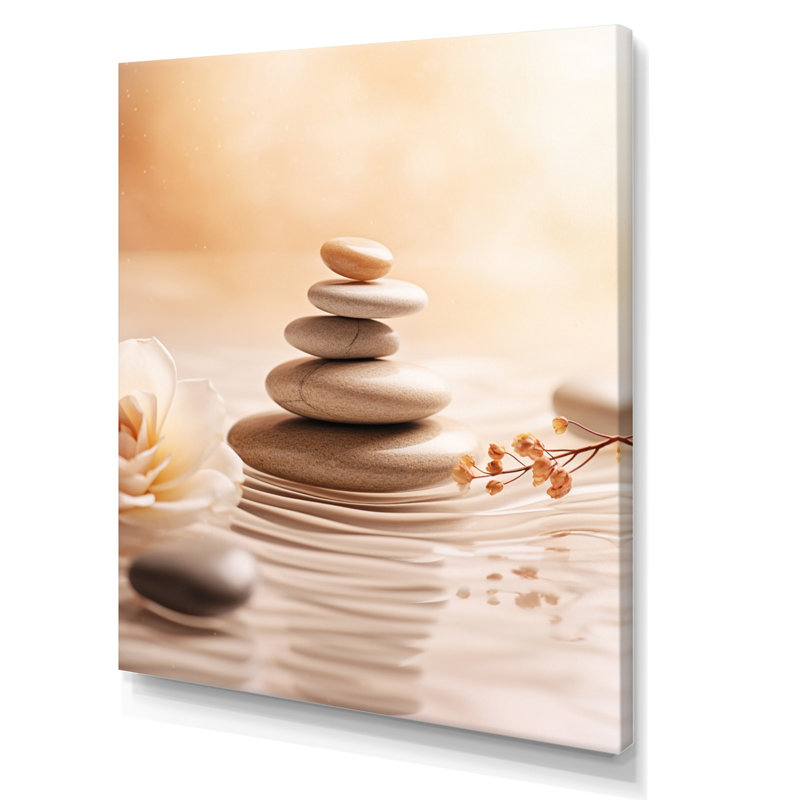 Spa Serenity Zen Stones délicat équilibre Cairn - pierre spirituelle grand art mural, Toile tendue