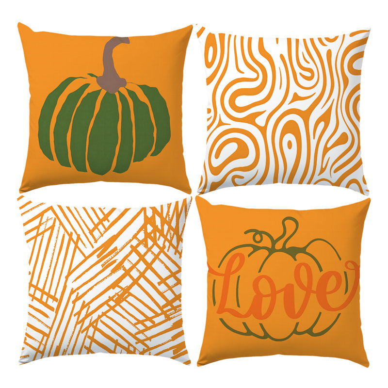4 Pcs Abstract Pumpkins Pattern Decorative Pillow Covers