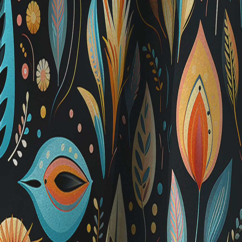 Motif tribal Frivolity Boho - Rideau abstrait Boho - Rideau abstrait occultant - 1 panneau, L 52 po x L 108 po
