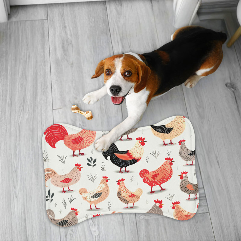 Motif de poulet et d'œufs - 1 tapis d'alimentation en forme d'os