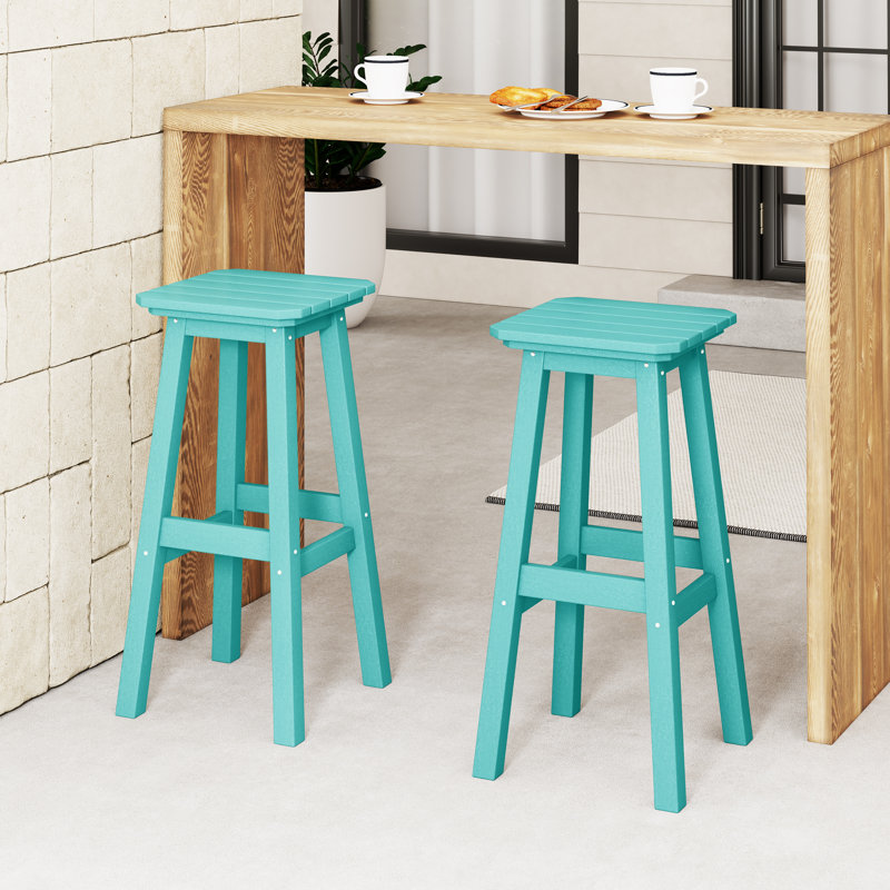 Ensemble de 2 tabourets de bar 29 "Vinnie, Bleu sarcelle