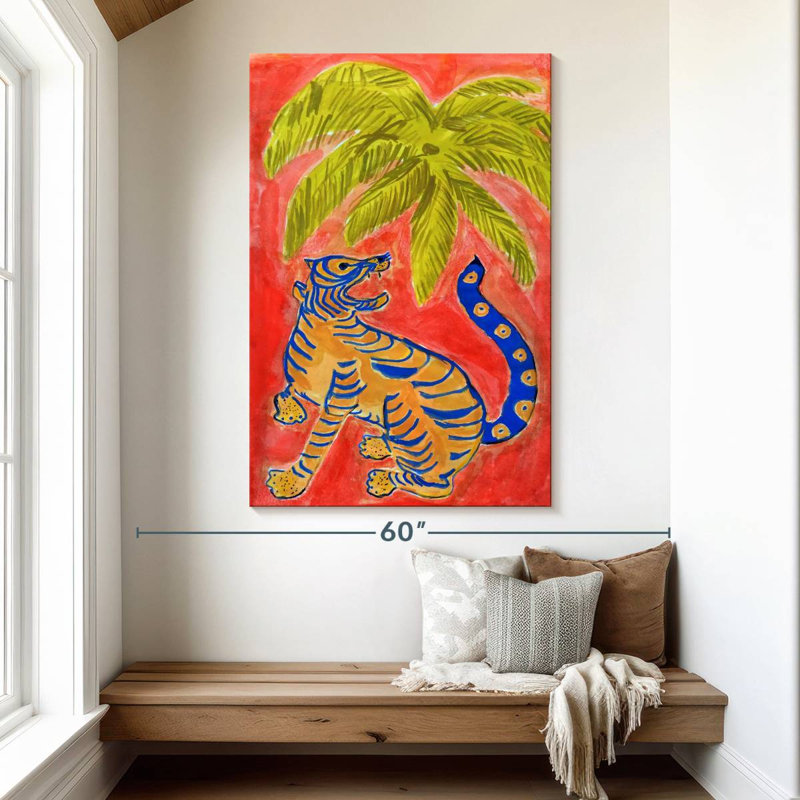 Brampt Tiger Under Palms, 51" H x 34" W