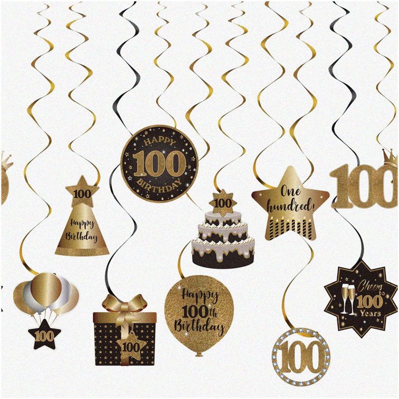 80 Years Blessed Black Paper Banner, Gold/Black