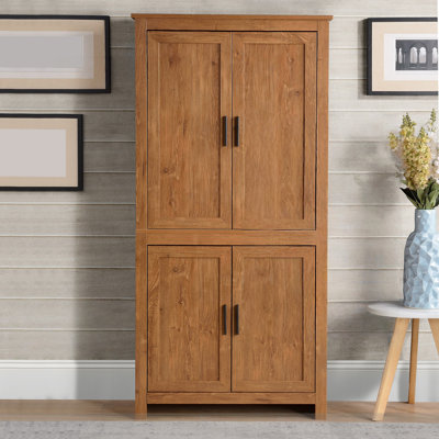 72'' H Wooden Kitchen Pantry With Door Rack And Adjustable Shelves