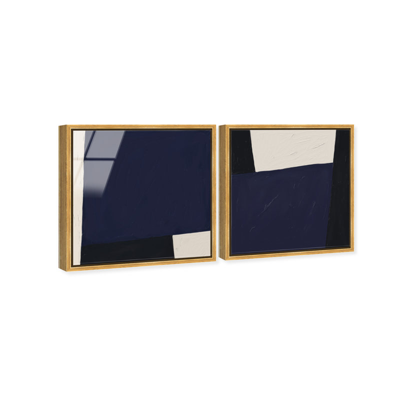 In Blue Set High-Gloss Frameless Acrylic Glass Wall Art Abstract Print by Oliver Gal, Ready to Hang, 12 x 12, 17"H x 17"W