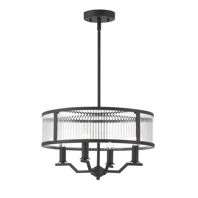Weston 4 - Light Dimmable Drum Chandelier Matte Black Dining Room Chandelier 