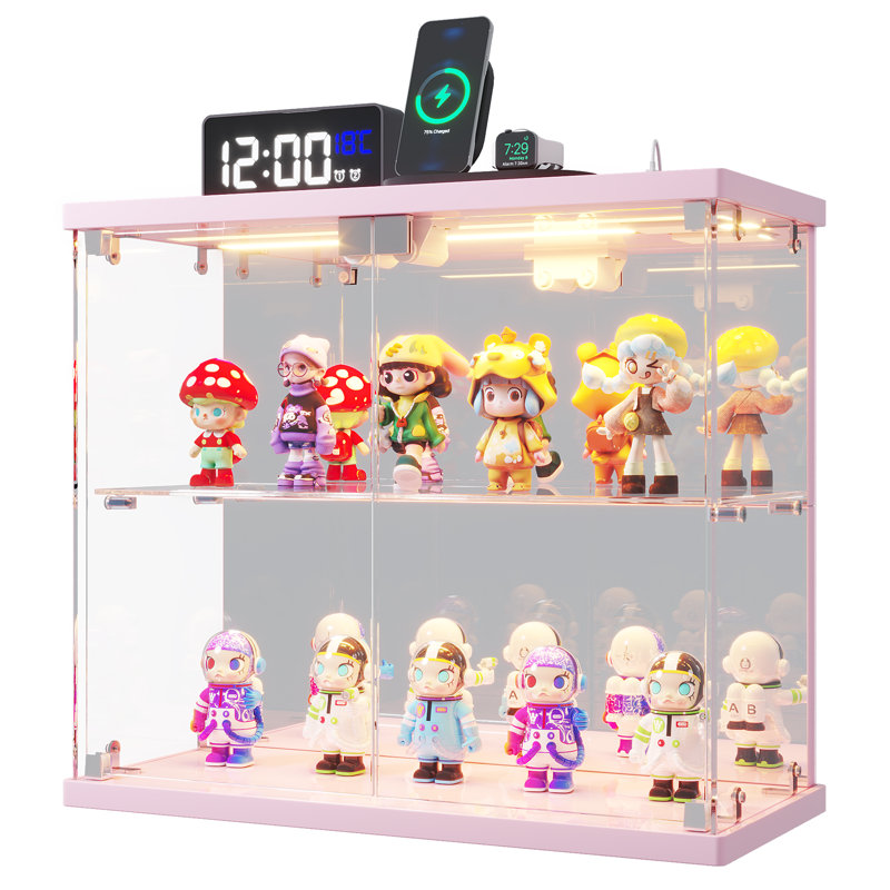 Mini vitrine l 15,7 po avec lumière DEL, vitrine transparente Gless , Rose