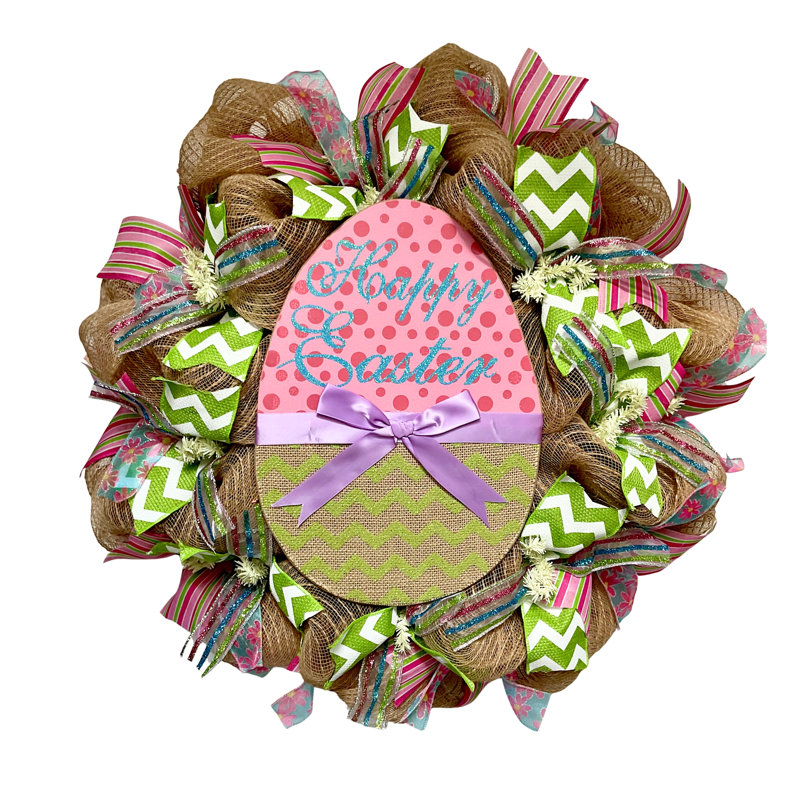 Couronne d'œuf de Pâques avec nœud