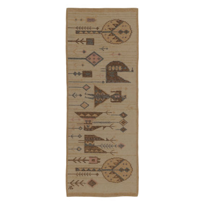 Scandinavian One-of-a-Kind 2'1x6'1 Hand Knotted Area Rug
