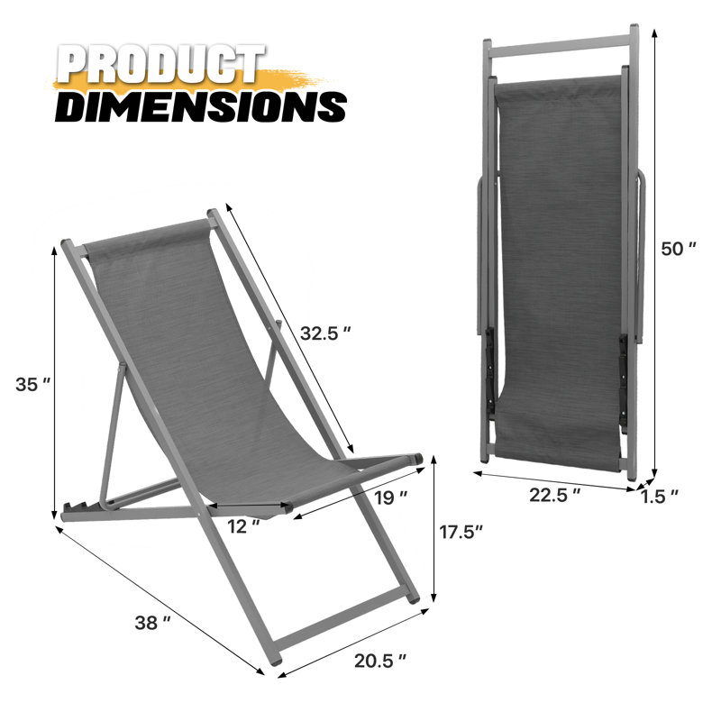 Banc pliant Pavils, Gris foncé, gris