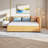 Full Size Sleeper Sofa with 2 Storage Drawers | Linen Upholstered Daybed Frame | No Box Spring Required, Yellow-1418775661