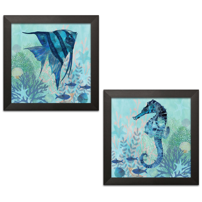 Coral Reef I & II par Jill Meyer - ensemble de 2 reproductions d'impressions, H 12 po x l 12 po x P 0,75 po, Cadre noir