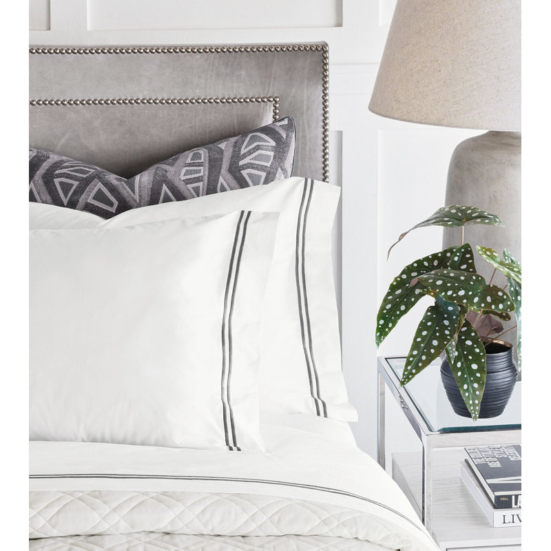 Ensemble de draps en percale de coton de qualité égyptienne 200 fils Enzo, Blanc / Colombe