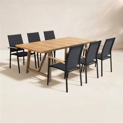 Cenka 79" Teak Patio Dining Set