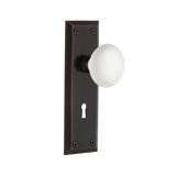 White Porcelain Interior Mortise Door Knob with New York Long Plate