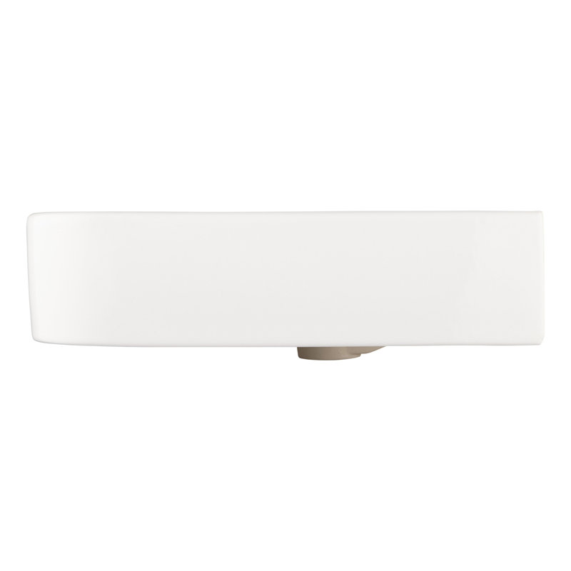 26'' White Ceramic Rectangular Wall-Mount Bathroom Sink with Overflow