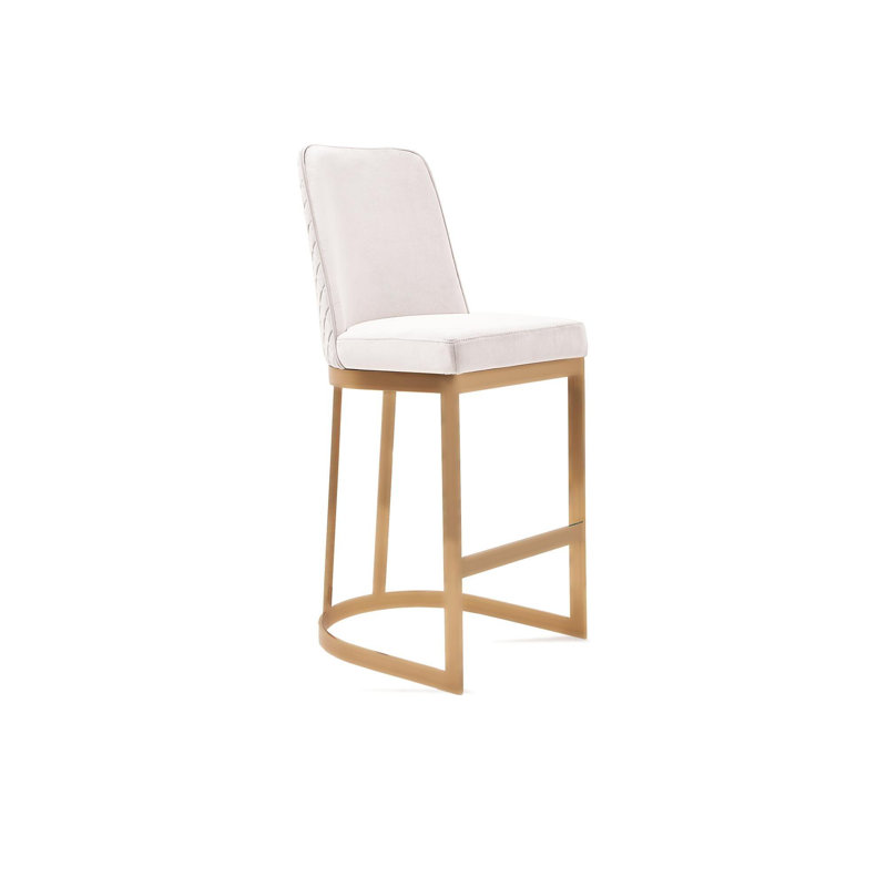 Tabouret de bar, Tabouret de comptoir (siège d'une hauteur de 27 p, Beige / cadre doré
