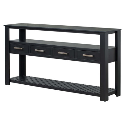 62.2'' Modern Console Table Sofa Table With 4 Drawers And 2 Shelves, Perfect For Organized And Stylish Living Room Decor