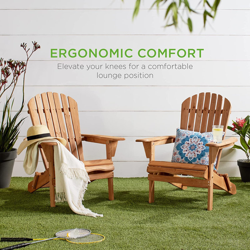 Abdul-Hakeem Foldable Outdoor Adirondack Chair, Brown