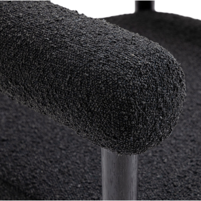 18.9'' H Upholstered Armchair, Black Boucle Fabric, Black