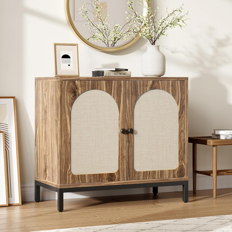 Buffet avec rangement, buffet en rotin, avec tablette réglable pour le salon, le couloir, la salle à manger, la cuisine