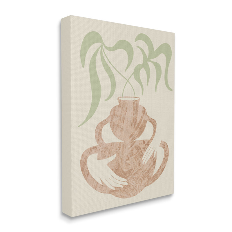 «Botanical Leaves Hands Flower Pot Handle Collage» par Lil 'Rue - reproduction, Toile tendue, L 16 po x H 16 po