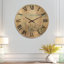 Grande horloge murale en bois à imprimé botanique - Fleurs sauvages sur la plage