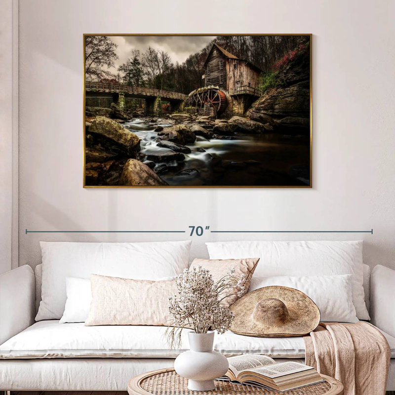 Moulin à charbon au parc Babcock, 46 po x 31 po, Cadre flottant doré
