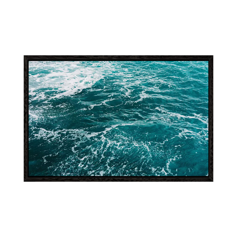 Amalfi Coast Water X 1 Piece Wall Art on Canvas, 45.72cm H x 66.04cm W x 3.81cm D, Black Framed