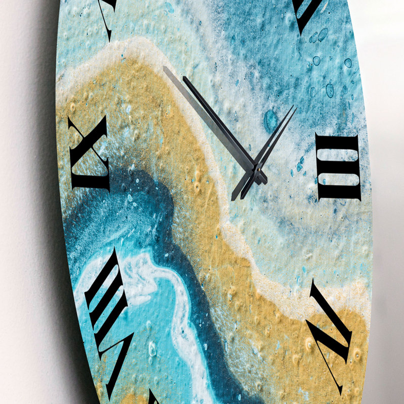 Composition abstraite en jaune et bleu VI - Horloge murale moderne, Petit