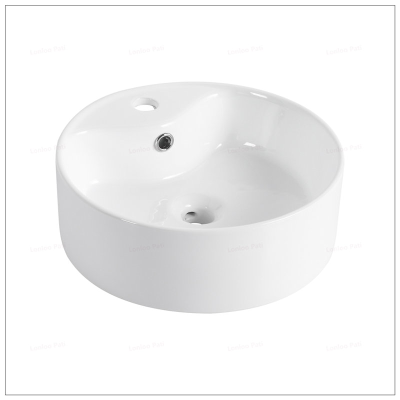 Lavabo de salle de bain en céramique à lavabo de comptoir rotatif, durable et facile à nettoyer